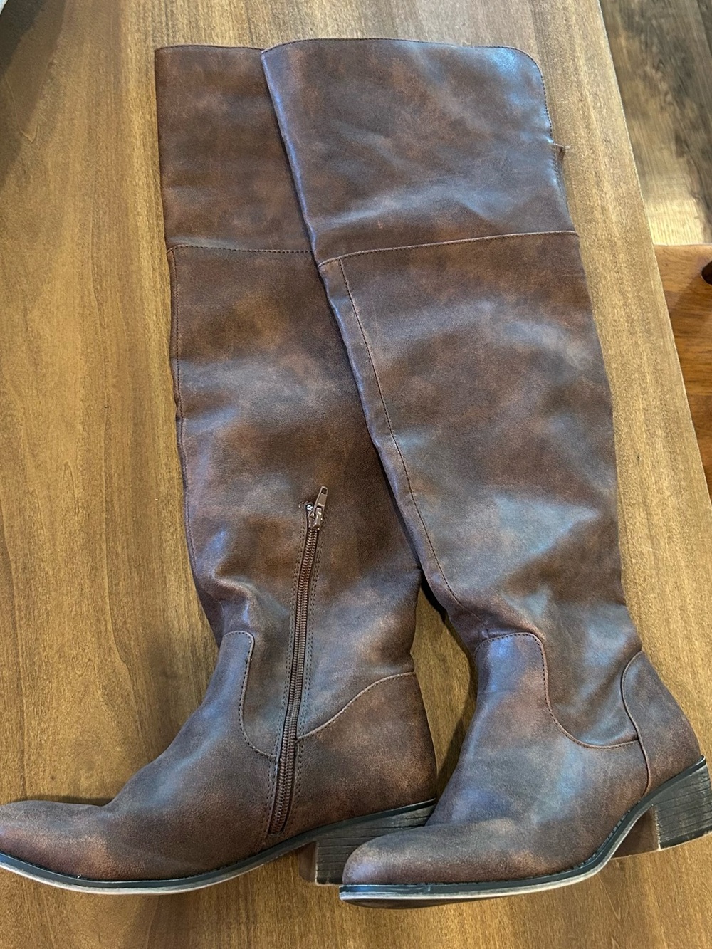Rampage Brown Over-the-Knee Faux Leather Boots - Picture 2 of 6
